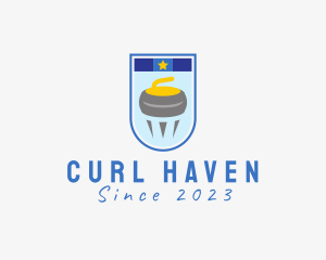 Ice Curling Crest logo design