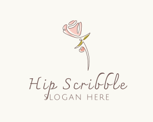 Rose Scribble Line Art logo design