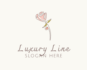 Rose Scribble Line Art logo design