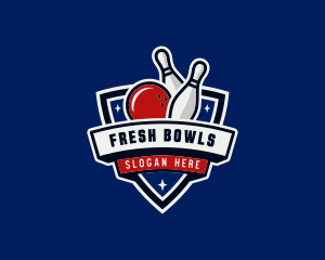 Bowling Ball Pin Shield logo design