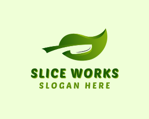 Slice Leaf Knife logo design