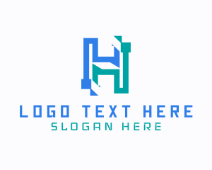 Modern Glitch Letter H Logo