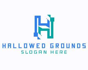 Modern Glitch Letter H logo design