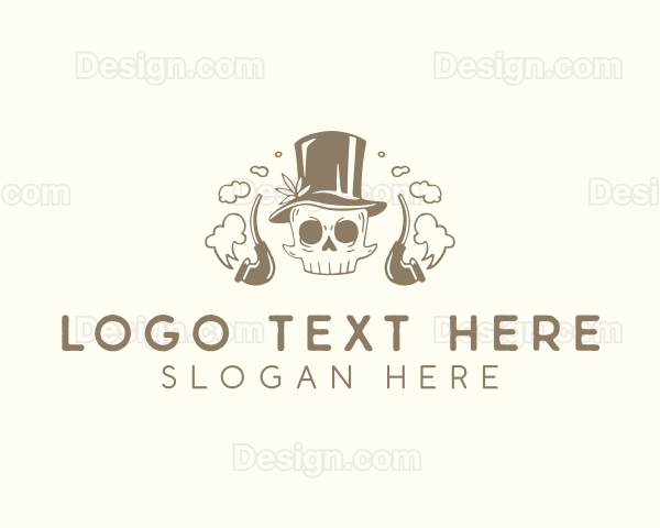 Hipster Smoking Skull Logo