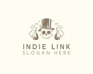 Hipster Smoking Skull  logo