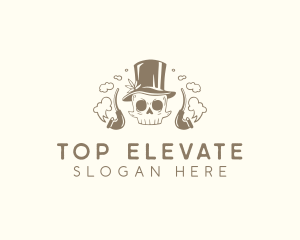 Hipster Smoking Skull  logo design