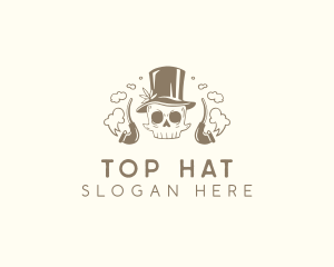 Hipster Smoking Skull  logo design