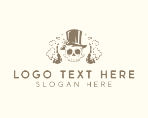 Indie - Hipster Smoking Skull logo design