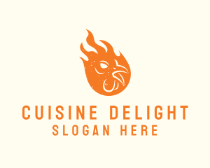 Chicken Barbecue Fire logo design