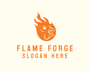 Chicken Barbecue Fire logo design