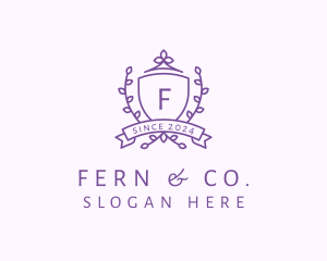 Floral Shield Vineyard Crest logo design