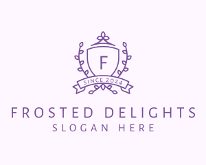 Floral Shield Vineyard Crest logo design