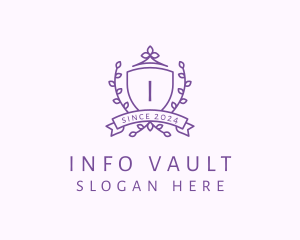 Floral Shield Vineyard Crest logo design