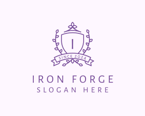 Floral Shield Vineyard Crest logo design