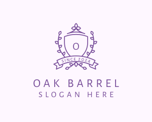 Floral Shield Vineyard Crest logo design