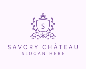 Floral Shield Vineyard Crest logo design