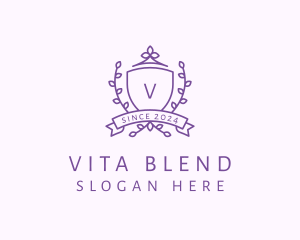 Floral Shield Vineyard Crest logo design