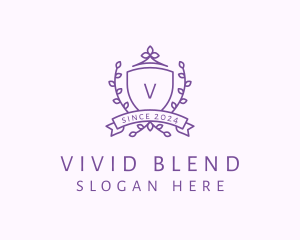 Floral Shield Vineyard Crest logo design