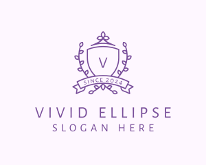 Floral Shield Vineyard Crest logo design