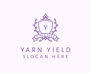 Floral Shield Vineyard Crest logo design