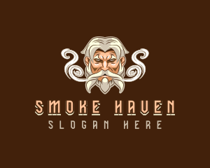 Man Titan Beard Smoke logo design