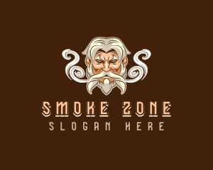 Man Titan Beard Smoke logo design