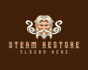 Man Titan Beard Smoke logo design