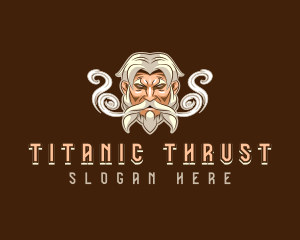 Man Titan Beard Smoke logo design