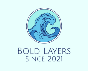 Tidal Ocean Wave Surfing logo design