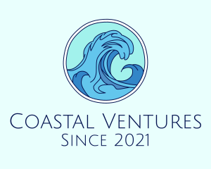 Tidal Ocean Wave Surfing logo design