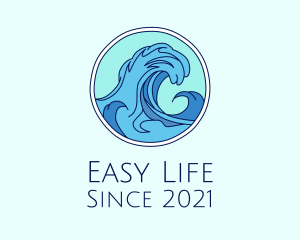 Tidal Ocean Wave Surfing logo design