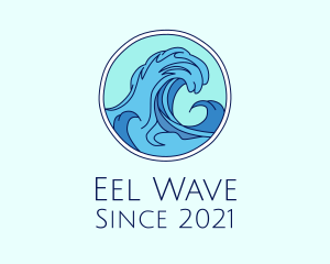 Tidal Ocean Wave Surfing logo design