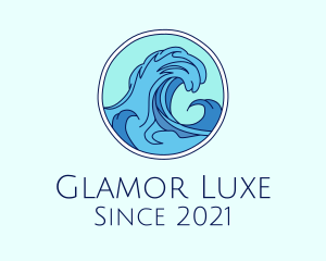 Tidal Ocean Wave Surfing logo design