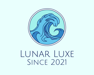 Tidal Ocean Wave Surfing logo design