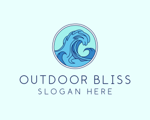 Tidal Ocean Wave Surfing logo design