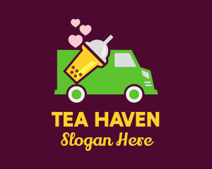 Bubble Tea Delivery Truck logo design