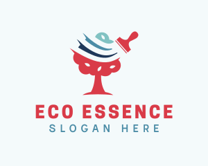 Tree Eco Paint Brush logo design