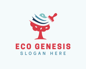 Tree Eco Paint Brush logo design