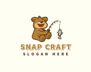 Cute Fishing Bear logo design