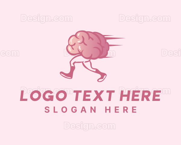 Running Cartoon Brain Logo