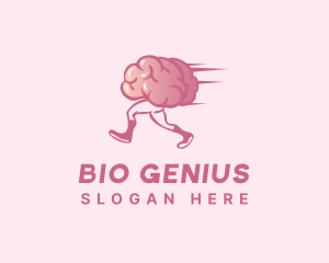 Running Cartoon Brain logo design