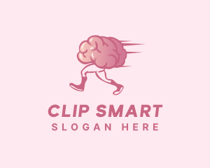 Running Cartoon Brain logo design