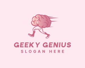 Running Cartoon Brain logo design