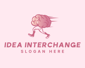 Running Cartoon Brain logo design