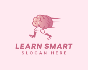 Running Cartoon Brain logo design