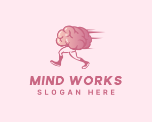 Running Cartoon Brain logo design