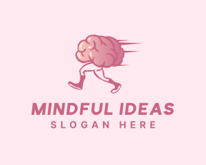 Running Cartoon Brain logo design