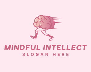 Running Cartoon Brain logo design