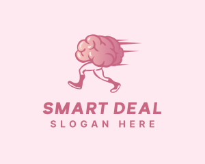 Running Cartoon Brain logo design