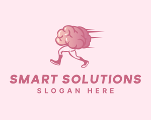 Running Cartoon Brain logo design